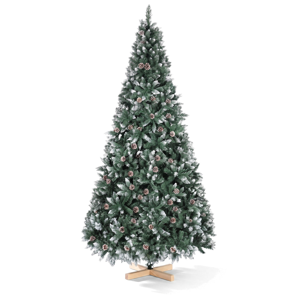 Sapin de Noël artificiel enneigé 240 cm Chalet, 2 196 pointes et cônes de pin intégrés